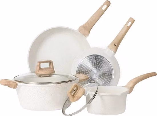 Set di pentole 6 pezzi, pentola da 20/24 cm, pentola in acciaio da 15 litri, pentola da 23 litri con rivestimento antiscivolo e coperchio, pentola ad induzione per cotture