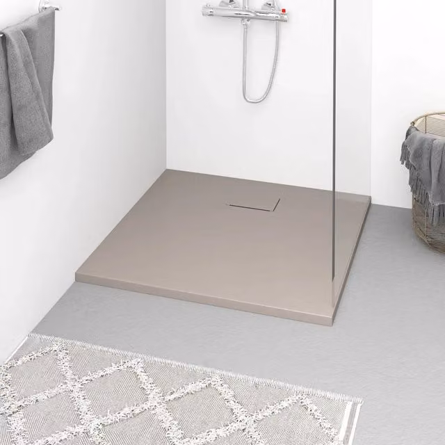 Piatto doccia rettangolare vidaXL in mineral cast marrone antiscivolo L: 90 cm, P: 80 cm