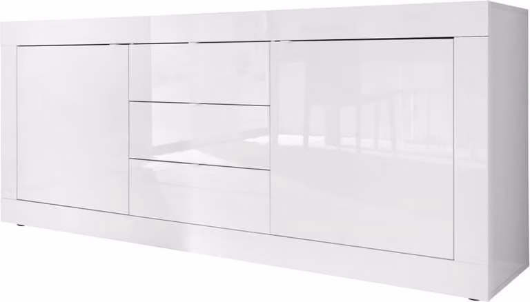 Buffet 2 porte 3 cassetti, collezione ISORA, colore bianco lucido