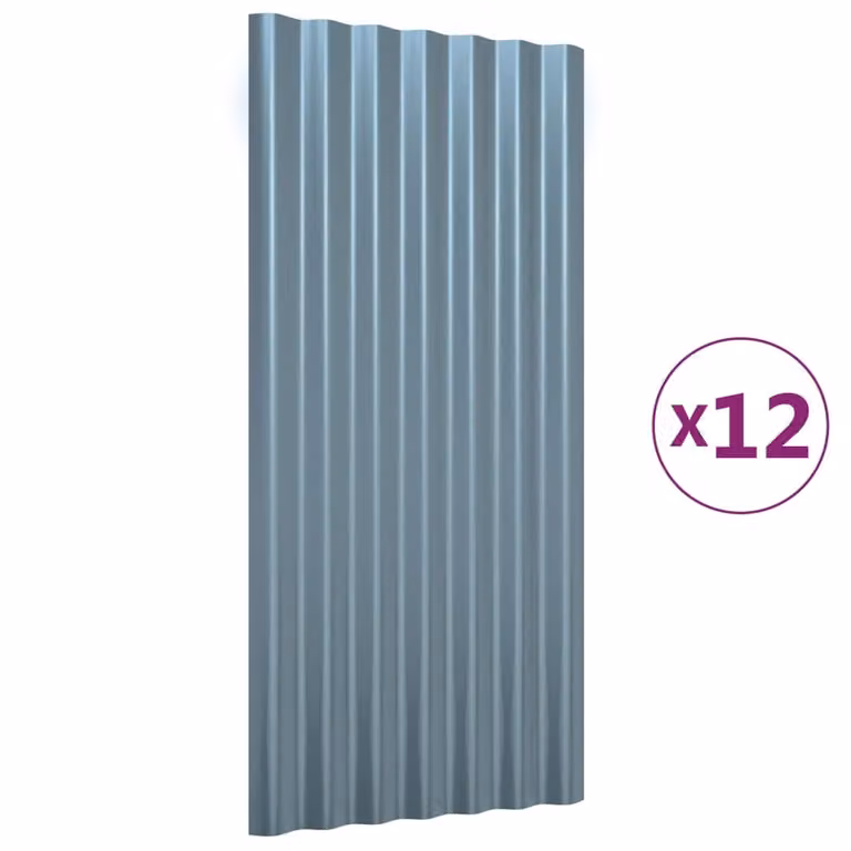 Pannelli Tetto 12pz Acciaio Zincato Grigio 80x36cm