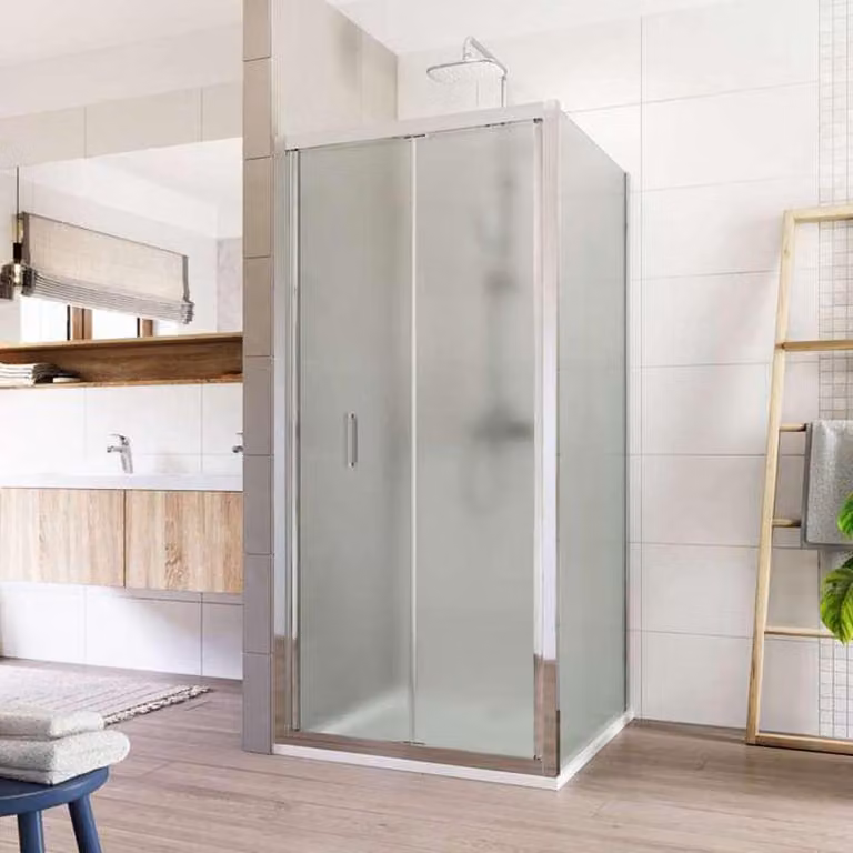 Cabina doccia Mereo, Lima, quadrata, chiudibile, 90x90 cm, cromo ALU, vetro Point - CK86122K