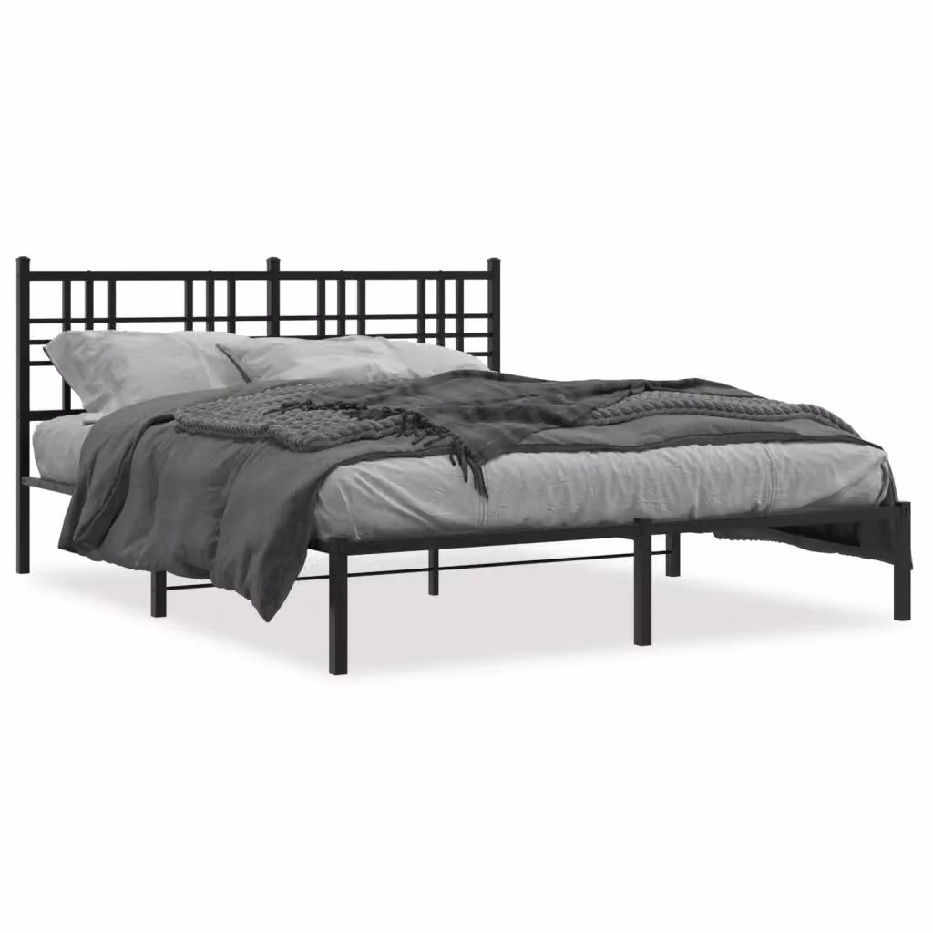 Giroletto vidaXL con testiera in metallo nero L/P/H: 150 x 200 x 90 cm – 2