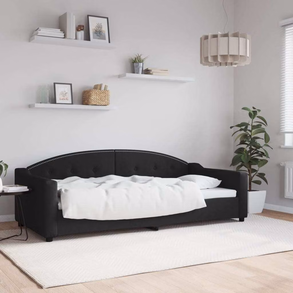 Maison Exclusive - Letto a giorno nero, 90x200 cm, rivestito in tessuto
