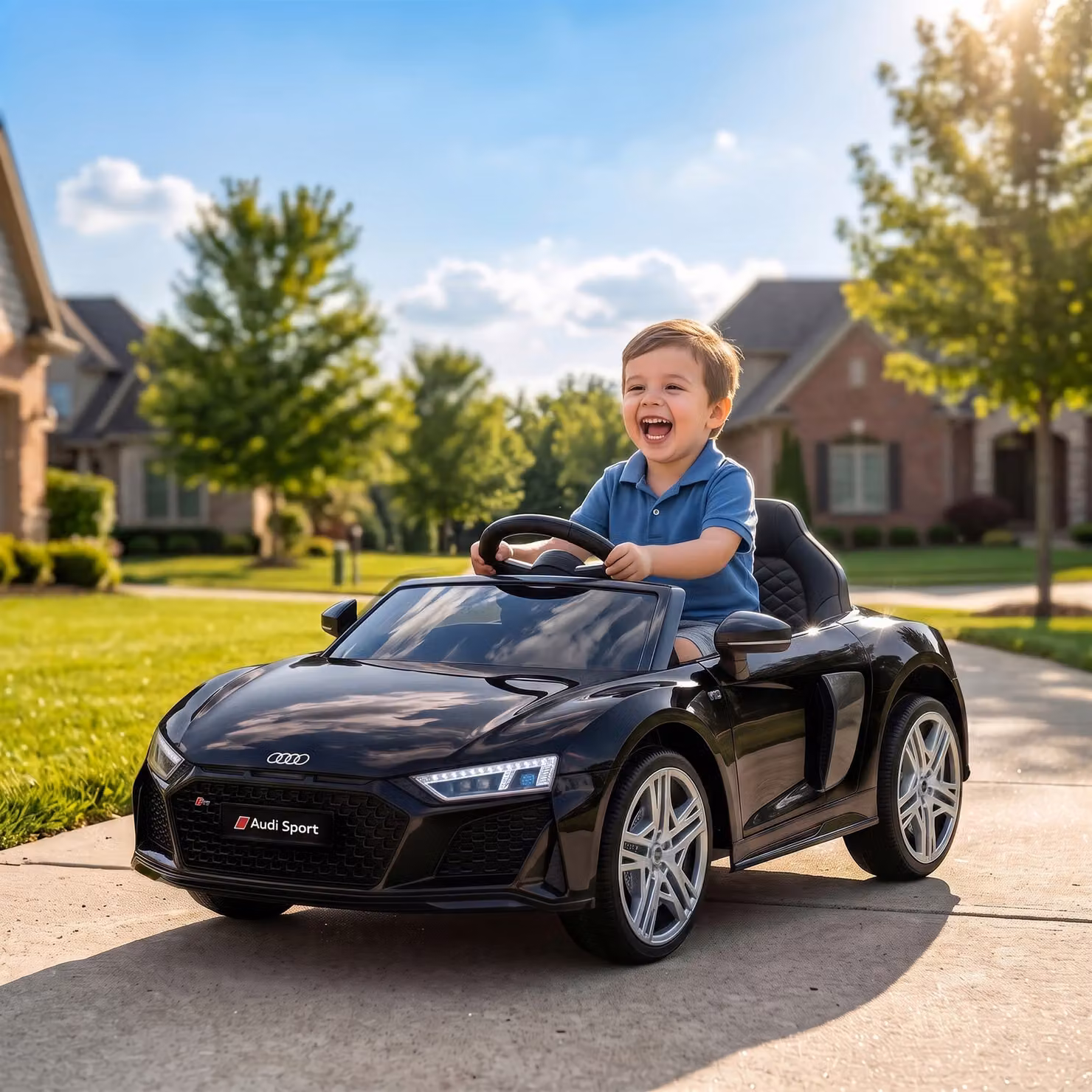 AIYAPLAY Macchina Elettrica per Bambini Audi R8 Spyder 12V con Telecomando e Luci e Suoni, Nero – 2