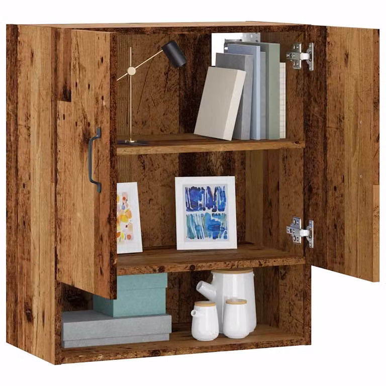 Armadietto a muro vidaXL in legno rustico marrone con ripiani interni L: 60 cm, P: 31 cm, H: 70 cm