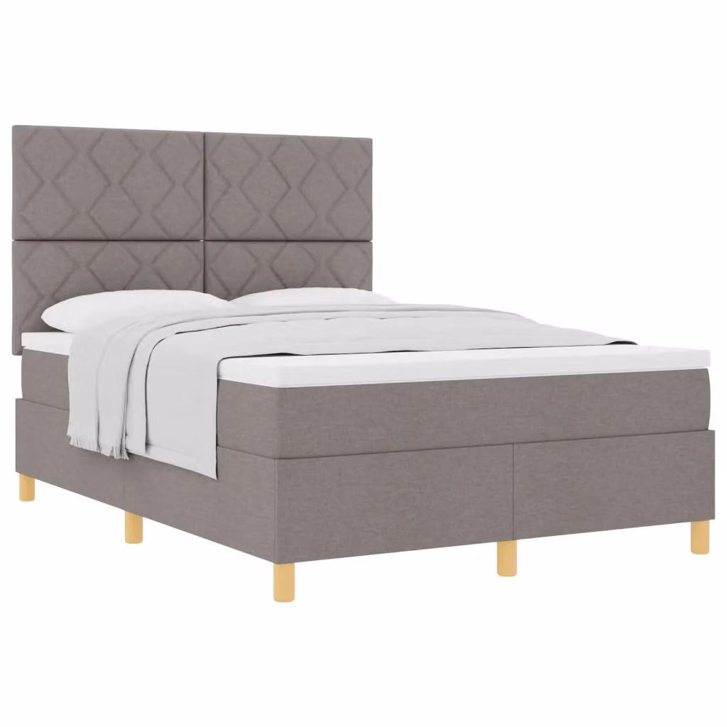 Letto a molle con testiera Talpa vidaXL in tessuto beige o grigio L/P: 140 x 190 cm – 2
