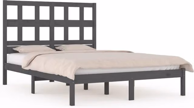 Letto matrimoniale in legno massello di pino grigio stile rustico L/P: 200 x 200 cm