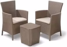 Set da esterno Allibert Iowa Balcony per 2 persone in resina color cappuccino