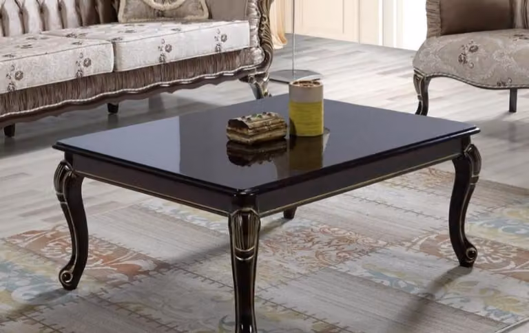 Casa Padrino Tavolino barocco nero/oro 104 x 80 x h. 45 cm - Tavolo da salotto in legno massiccio in stile barocco - Mobili da salotto barocchi