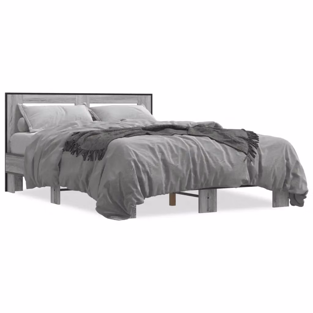 Letto Giroletto Sonoma Grigio vidaXL in Legno Multistrato e Metallo L/P/H: 120 x 200 x 203 cm – 2