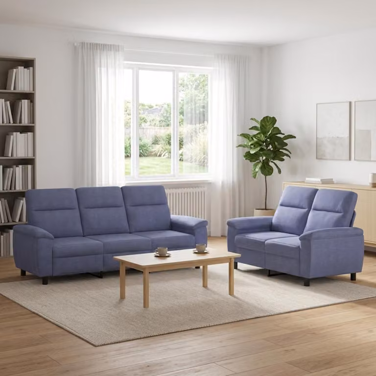 Set di 2 divani moderni vidaXL in tessuto blu con struttura in metallo per il tuo soggiorno