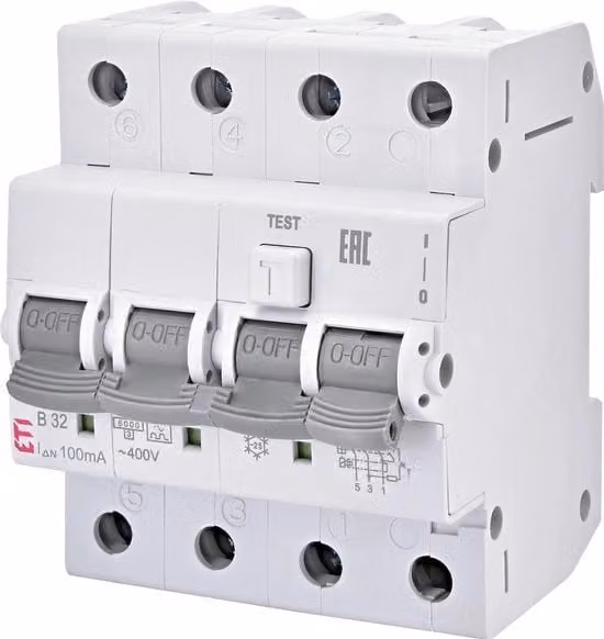 Interruttore differenziale RCD ETI 3 poli + neutro 20A C-kar 30mA bianco
