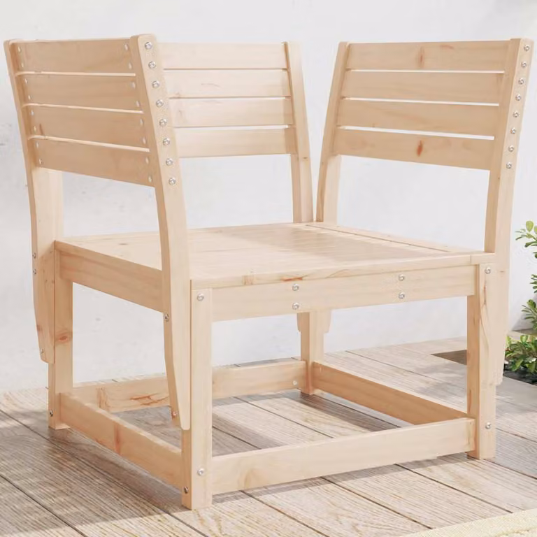 Sedia da giardino vidaXL in legno di pino massello con braccioli, stile rustico, colore marrone e beige