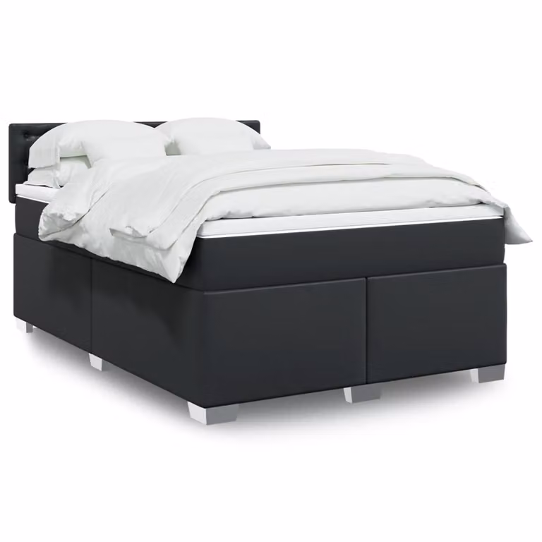 vidaXL Giroletto a Molle con Materasso Ibrido in Similpelle Nero L/P/H: 140 x 190 x 100,5 cm