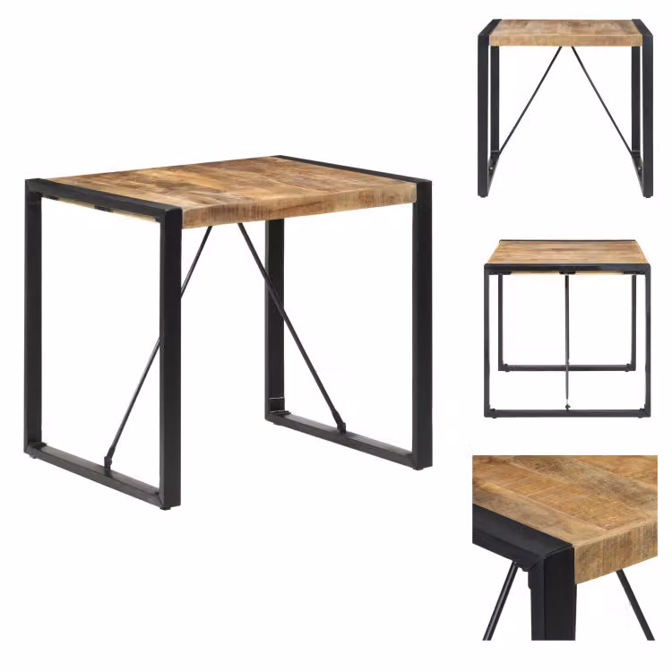 vidaXL Tavolo da pranzo 80x80x75 cm Legno di mango grezzo - Tavoli da pranzo