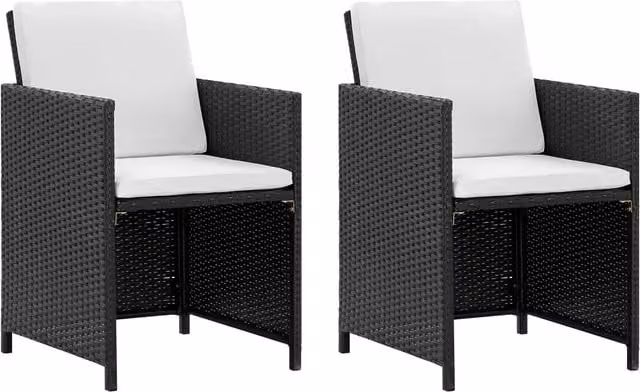 Set da Pranzo da Giardino 5 pz con Cuscini in Polyrattan Nero 42521