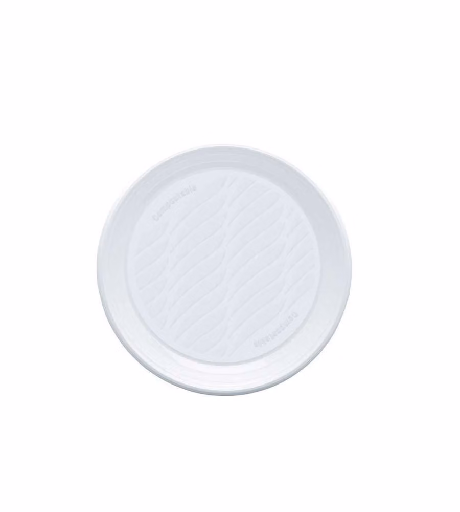 Piatti Dessert Monouso Bioplastica Compostabile Bianco - 50 Pezzi