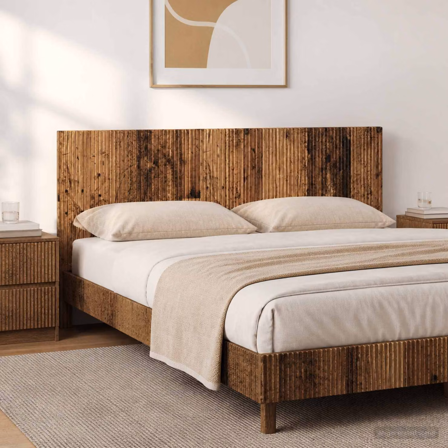 Testiera da muro vidaXL ARNHEM in legno ingegnerizzato marrone con ripiano integrato L 140 x H 50 x P 3 cm
