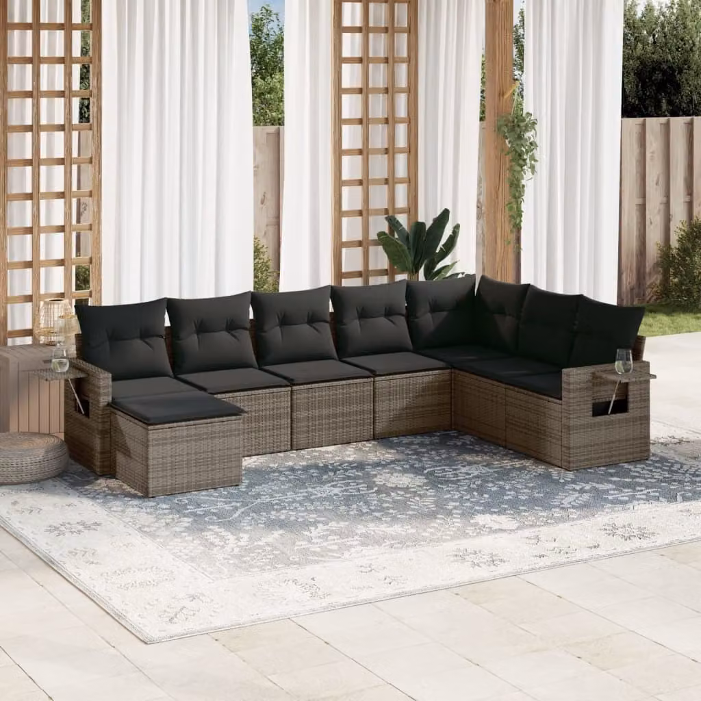 Maison Exclusive - Set da giardino 8 pezzi con cuscini grigio in polyrattan