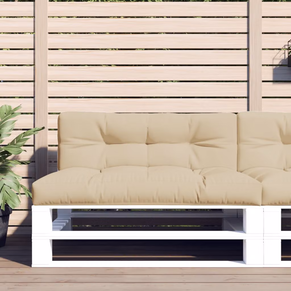 Set di 2 cuscini per pallet vidaXL beige in poliestere idrorepellente e resistente ai raggi UV L: 120 cm, P: 80 cm, H: 12 cm