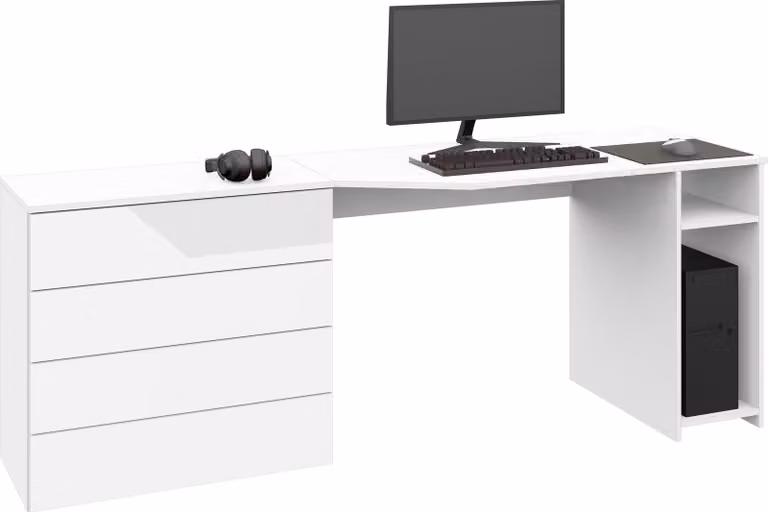 Scrivania "Vaasa" 196 cm, bianco lucido