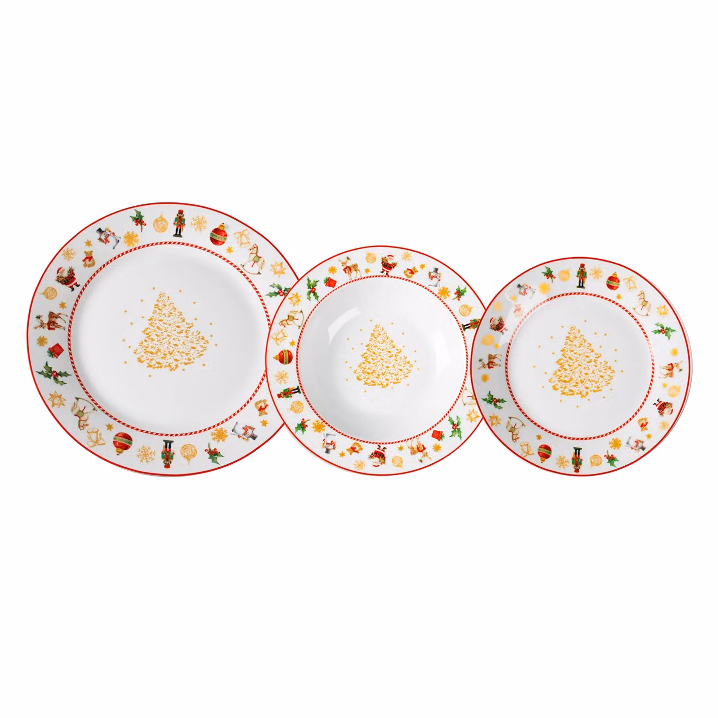 Servizio di piatti Joyful Noel Vestiamo Casa in porcellana bianco e oro, 18 pezzi – 1