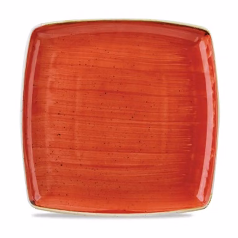 Piattro quadrato rosso stone, diam. 27cm, 12 pezzi