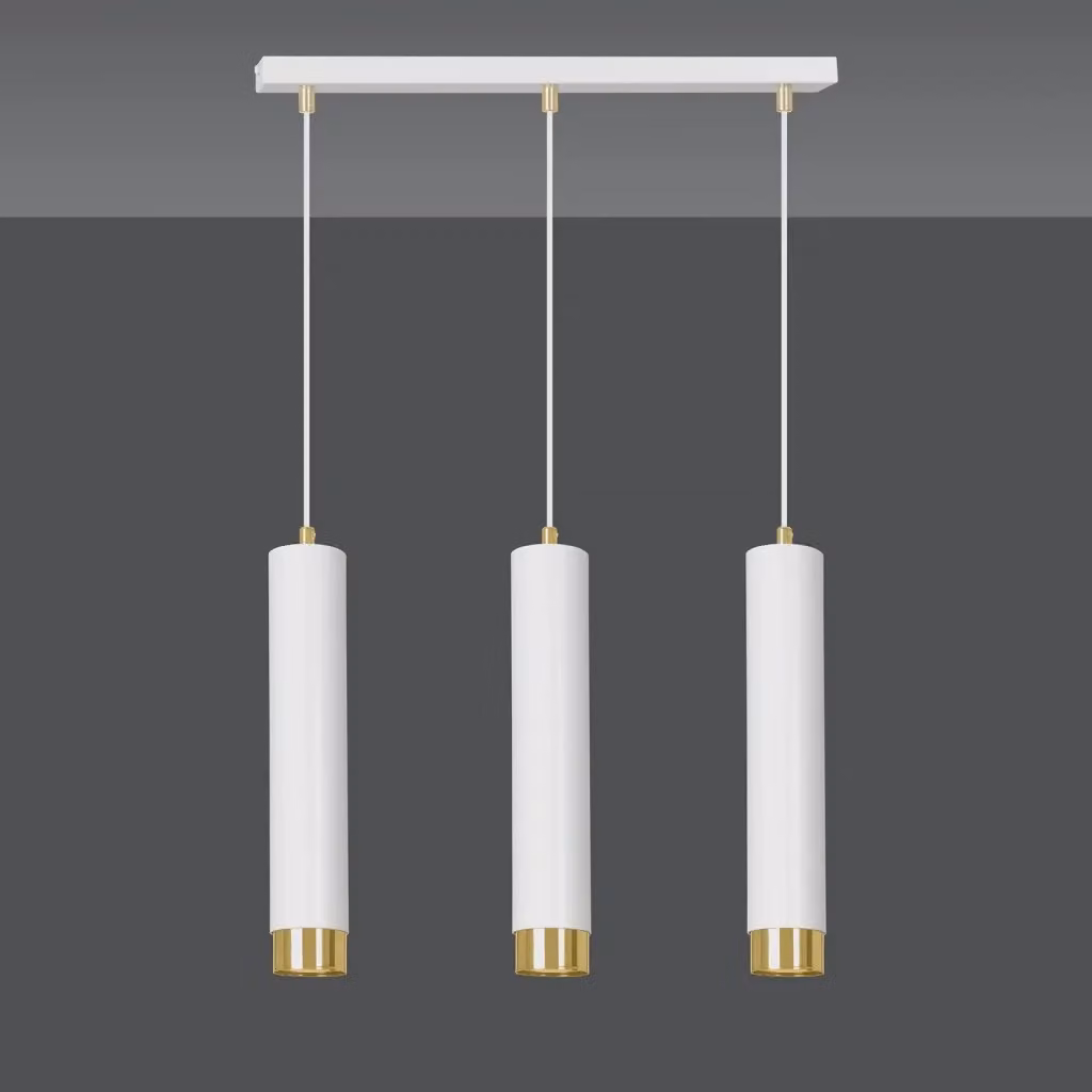 Lampadario Wagner Luceart-Classic a 3 Luci in Acciaio Bianco e Oro per Soggiorno e Cucina – 2