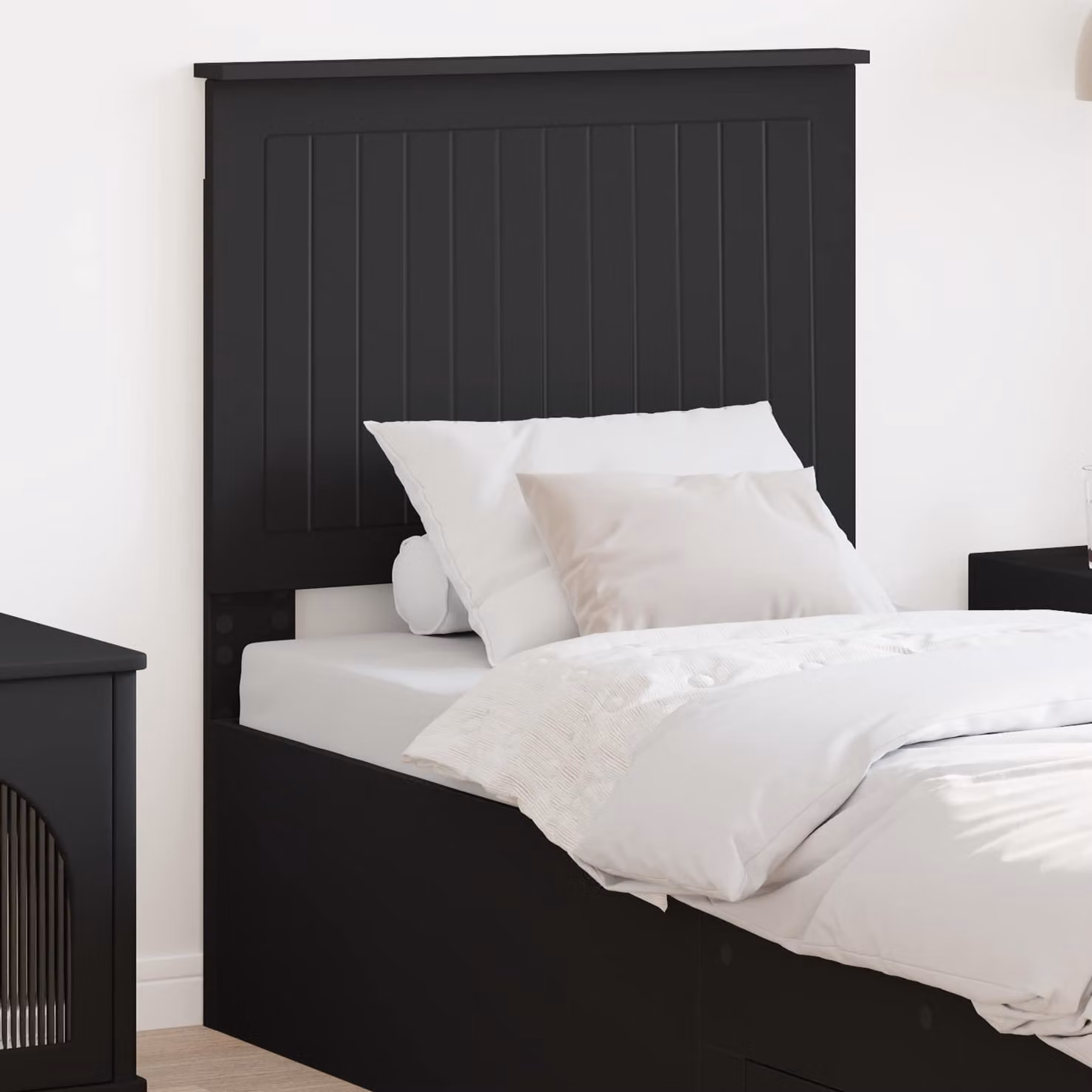 Testiera per letto moderna vidaXL in legno ingegnerizzato nero opaco
