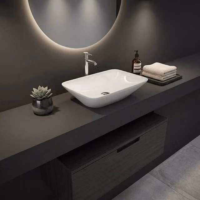 Lavabo da appoggio rettangolare in ceramica Rak Ceramics, Bianco, L: 55 cm, P: 36 cm, H: 36 cm