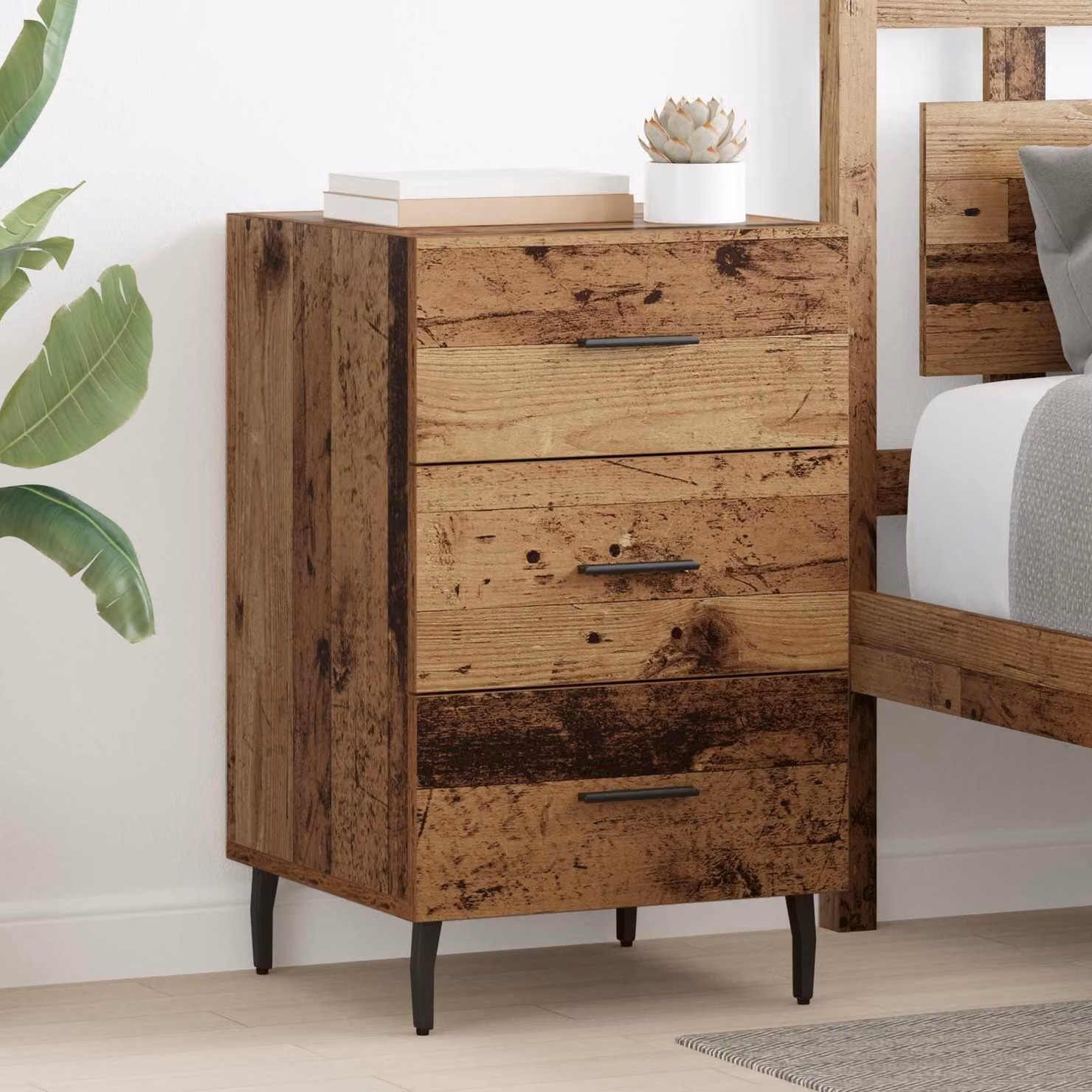 Armadio da notte vidaXL in legno effetto rustico marrone L/P/H: 40 x 40 x 66 cm