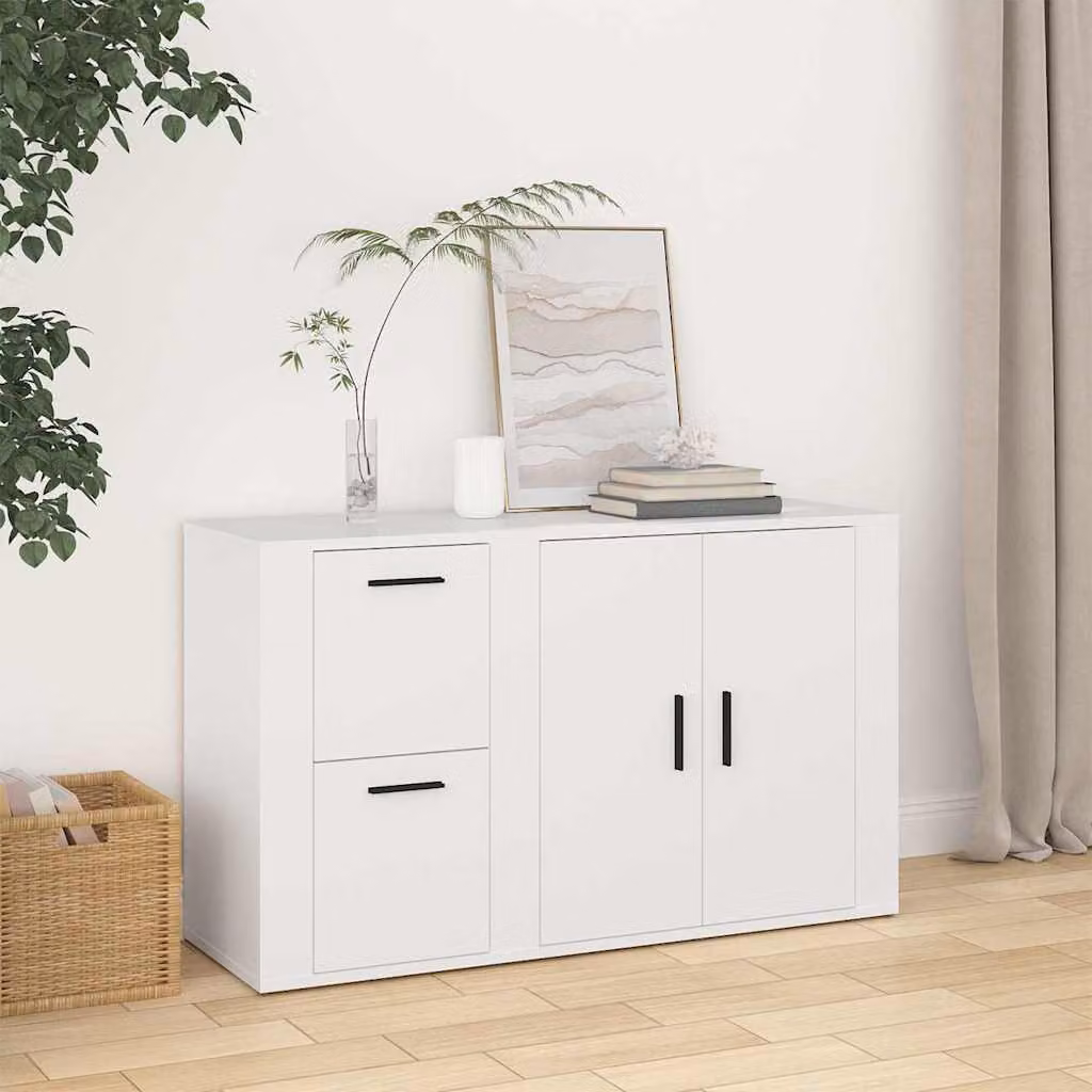 Credenza bianca vidaXL in legno multistrato e MDF, L 100 x P 33 x H 59,5 cm