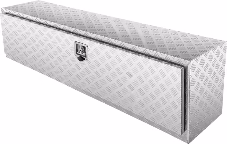 SucceBuy cassetta sottoscocca per camion, 152,4 x 43,2 x 45,7 cm, robusta cassetta in alluminio con piastra diamantata, cassetta porta attrezzi impermeabile con serratura, chiusura con maniglia a T per camion, furgoni, rimorchi