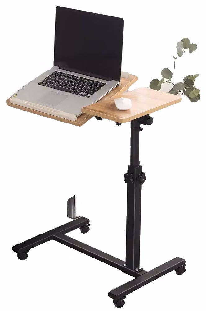 Scrivania regolabile per computer, con altezza regolabile, design mobile, finitura in legno naturale