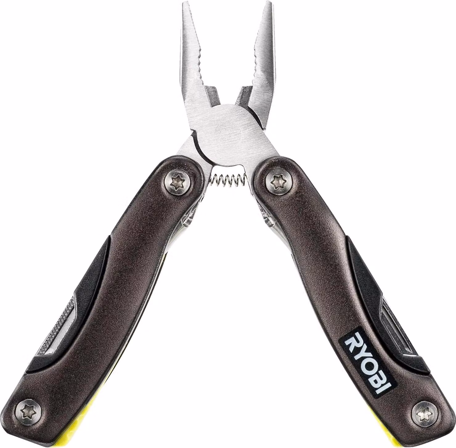14-in-1 Multi-Tool - RYOBI - Pliers. scissors. bottle openers. knife. screwdriver. pliers. awl. saw. file. blades -