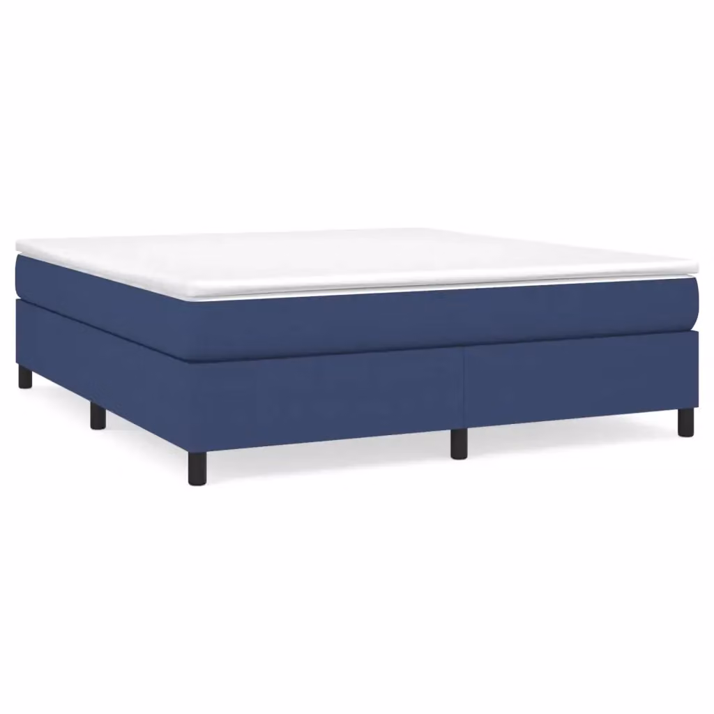Letto Ibrido vidaXL con Giroletto a Molle e Materasso in Tessuto Blu e Bianco L/P: 180 x 200 cm – 2