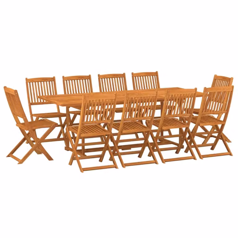 Set da Pranzo da Giardino 11 pz 220x90x75 cm Massello di Acacia