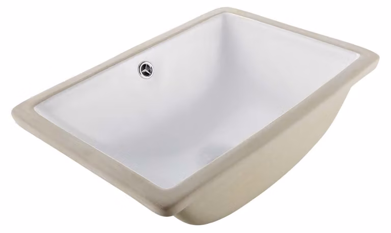 Lavabo in Vetroceramica rettangolare con troppofilo, bianco, 46x33x18,5 cm