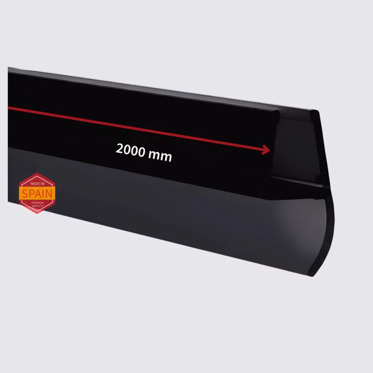 Guarnizione per doccia angolare con labbro laterale - 200 cm, PVC nero