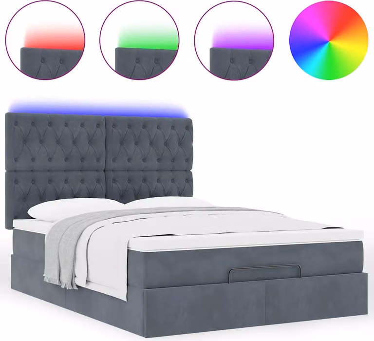Struttura Letto Pouf con Materassi 140x190 cm Velluto