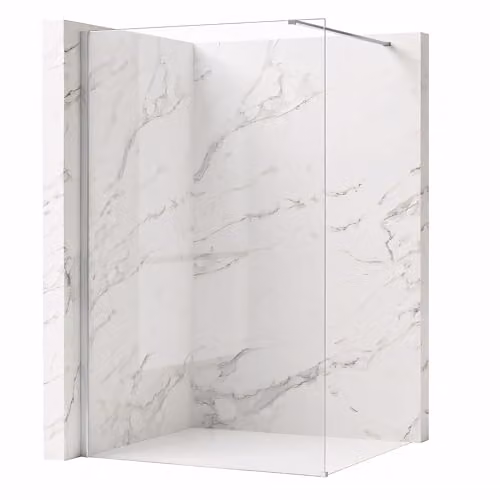Rea - Parete Doccia Flexi, Cromo 110, Walk-In Senza Piatto Doccia, Vetro Di Sicurezza Temperato Trasparente 8mm, 120 X 110 X 195 cm