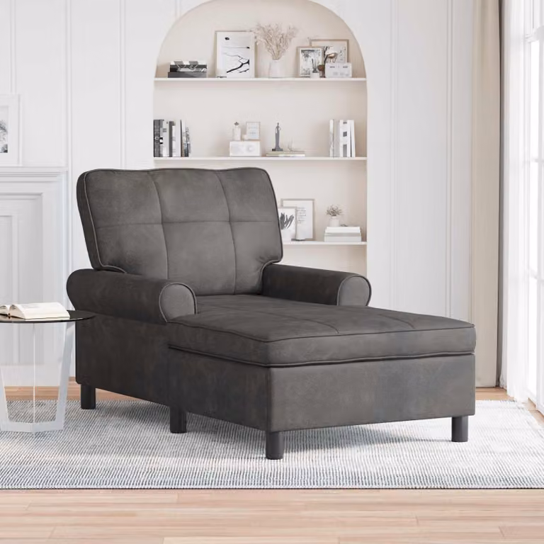 Chaise Lounge Moderna vidaXL in Pelle Sintetica Nera con Imbottitura in Schiuma L/P/H: 91 x 157 x 91 cm