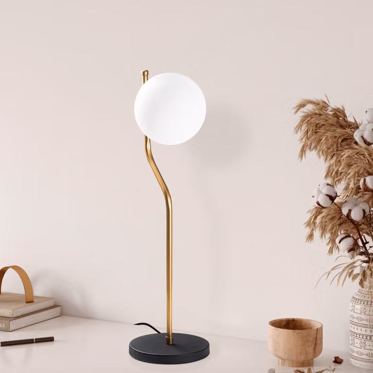 Opviq, Tulip 13821 - Nero, lampada da tavolo, CORPO IN METALLO, nero, 61 x 18 x 18 cm