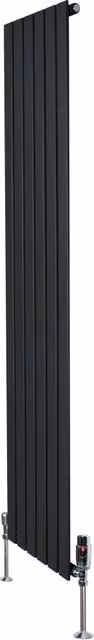 Radiatore Verticale in Acciaio Monster Group BV Nero con Valvole Termostatiche H: 180 cm, L: 42 cm – 1