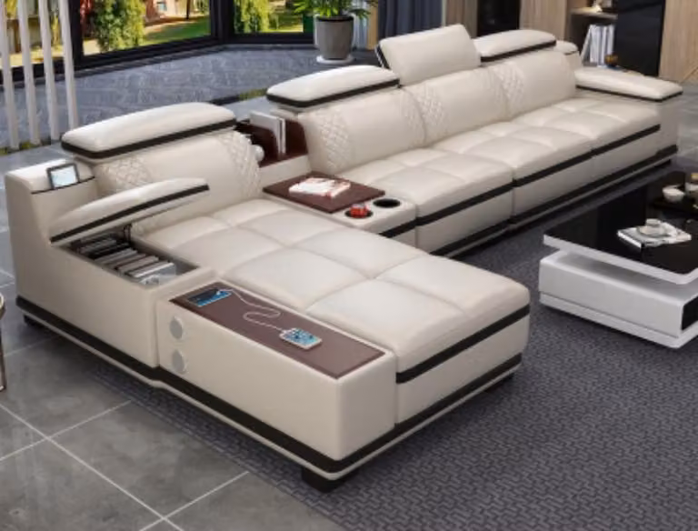 Ecksofa L-Form Wohnlandschaft Eck Polstersofa Sitz Design Couch Sofas Weiß Sofa