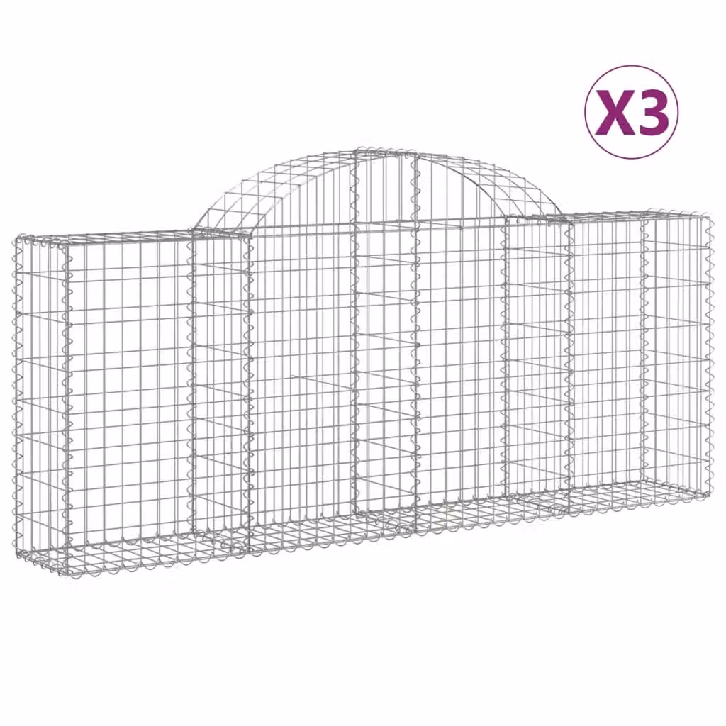 Cesti Gabbioni ad Arco 3 pz 200x30x80/100 cm Ferro Zincato