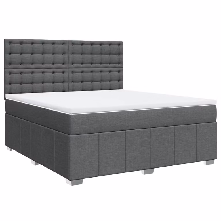 Giroletto a Molle con Materasso Grigio Scuro 180x200 cm Tessuto
