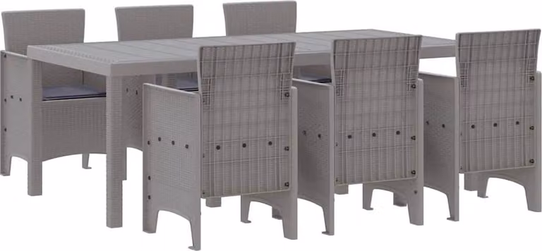 Set da Pranzo per Giardino 7 pcs Grigio chiaro Polipropilene
