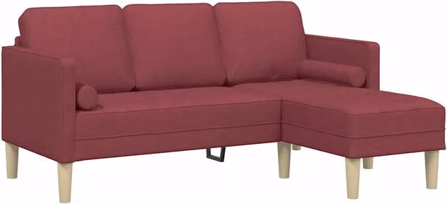 Set di Divano | Divano da soggiorno | Sofa con cuscino Rosso Vino Poliestere