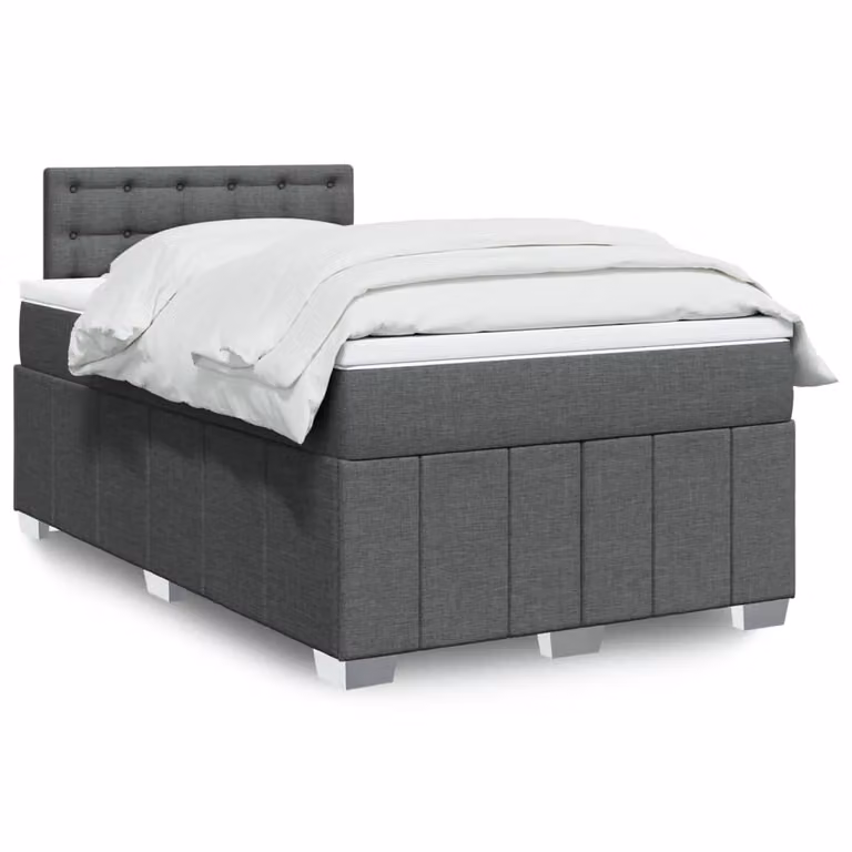 vidaXL Giroletto a Molle con Materasso Ibrido in Tessuto Grigio e Bianco L/P/H: 120 x 200 x 190 cm